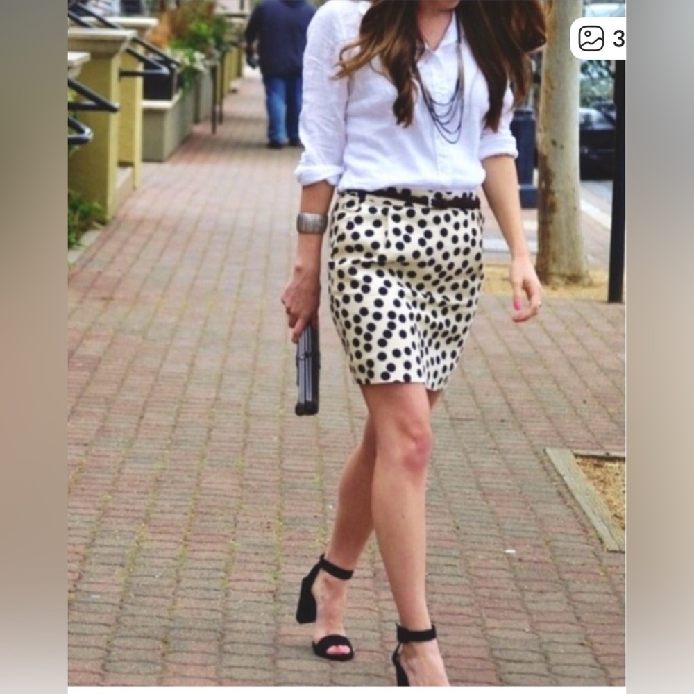 J. Crew 'Postage Stamp Mini' Black & Cream Polka Dot Skirt